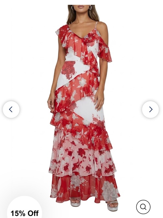 Alice + Olivia Dresses & Skirts - Alice + Olivia Floral Ruffle Maxi Dress in White and Pink